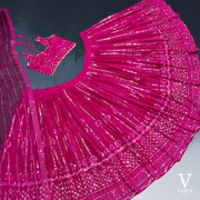 Aurelia Flush Pink Embroidered Sequined Georgette Lehenga with Soft Net Dupatta