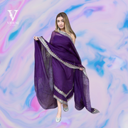 Aurora Vibrant Violet Embroidered Faux Georgette Top with Dupatta and Palazzo