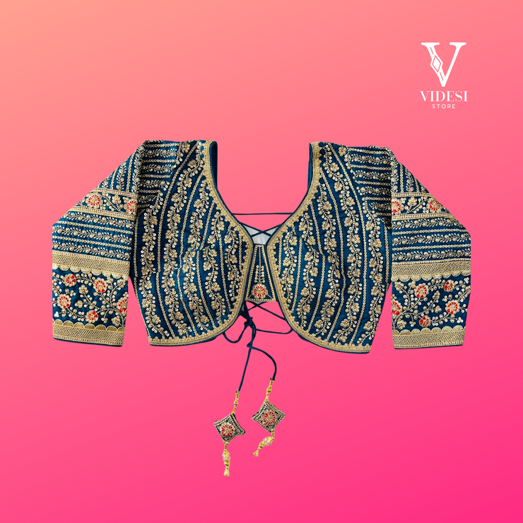 Ayra Decorative Embroidered Latkans Soft Padded Milan Silk Blouse