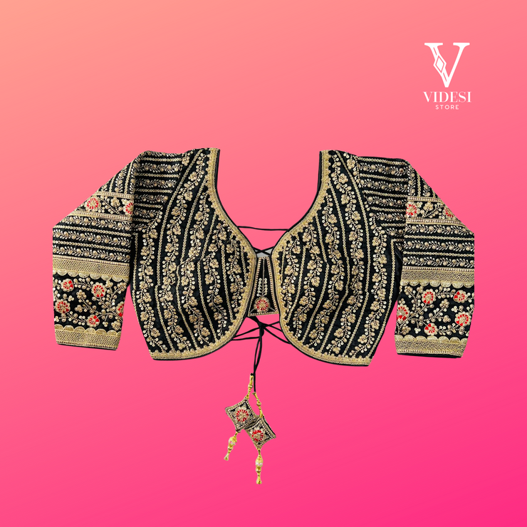 Ayra Decorative Embroidered Latkans Soft Padded Milan Silk Blouse