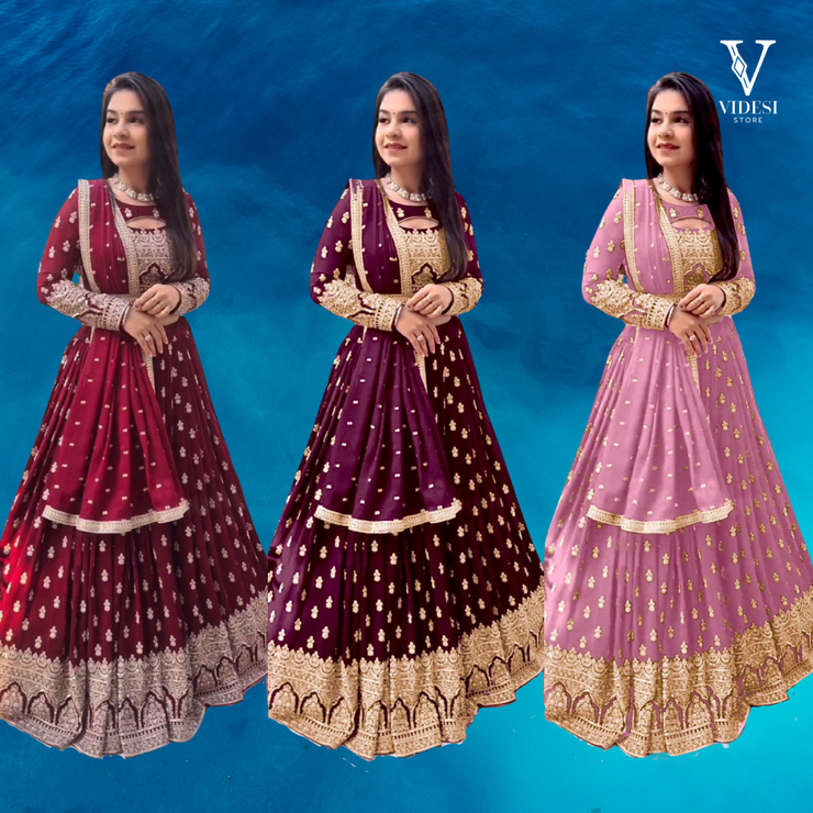 Blake Fancy Embroidered Heavy Faux Georgette Sequined Lehenga with Kamar Belt