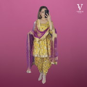 Carmen Splendid Heavy Embroidered Faux Georgette Top and Dhoti Salwar with Net Dupatta
