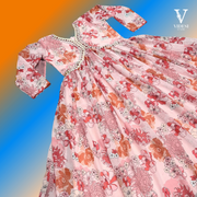 Cassia Blushing Digital Printed Floral Faux Georgette Gown with Lace Bordered Dupatta