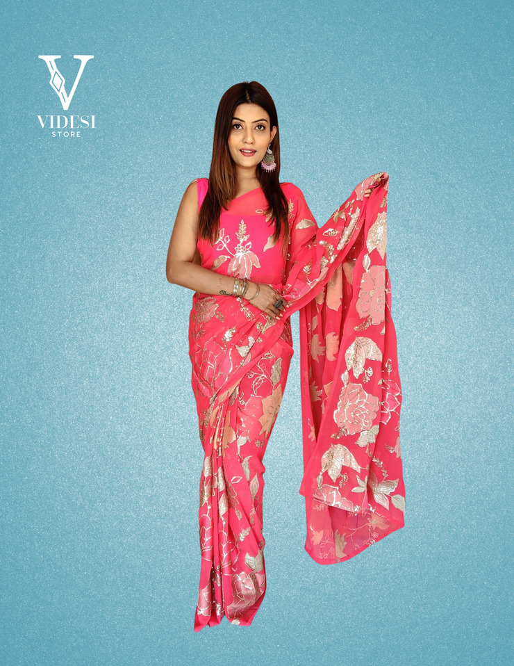 Chara Premium Georgette Phantom Silk Sequined Saree