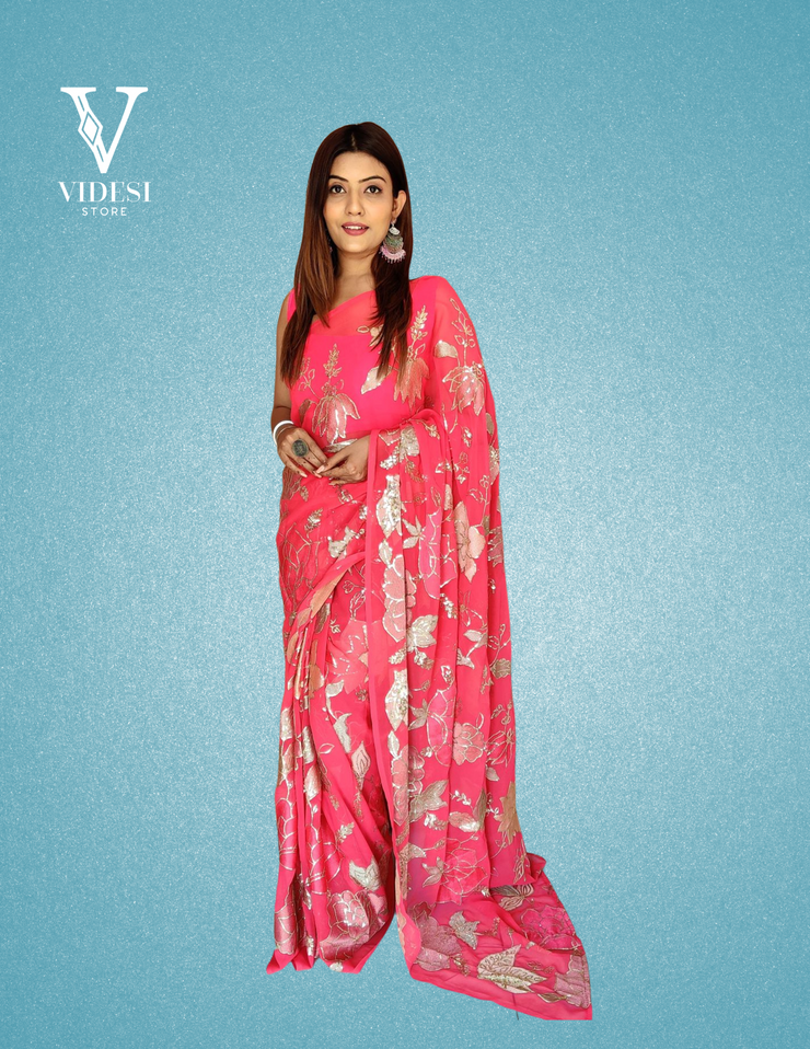Chara Premium Georgette Phantom Silk Sequined Saree