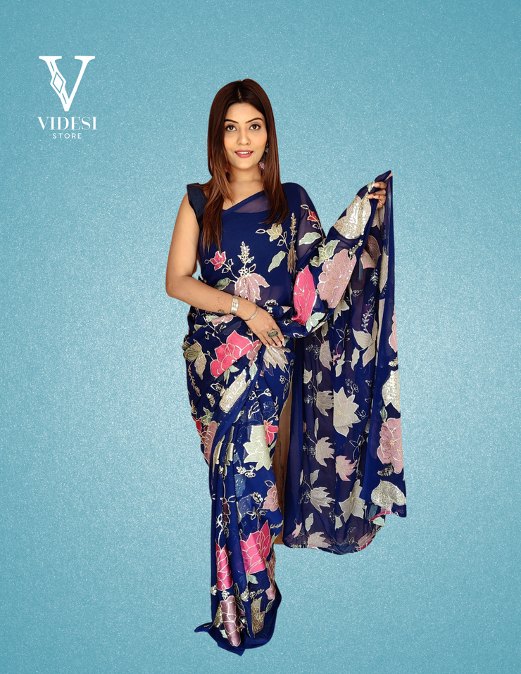 Chara Premium Georgette Phantom Silk Sequined Saree