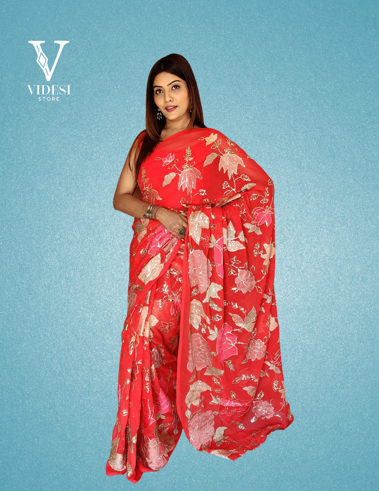 Chara Premium Georgette Phantom Silk Sequined Saree