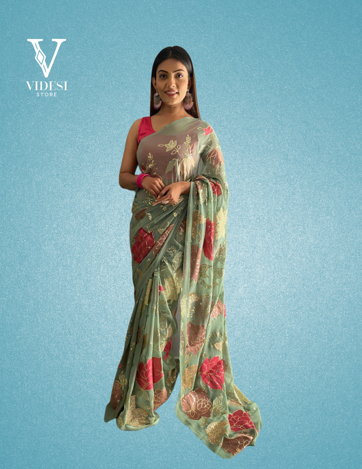 Chara Premium Georgette Phantom Silk Sequined Saree
