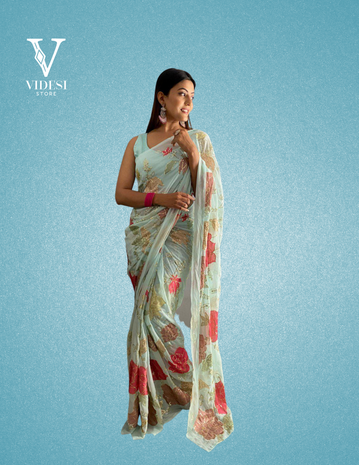 Chara Premium Georgette Phantom Silk Sequined Saree