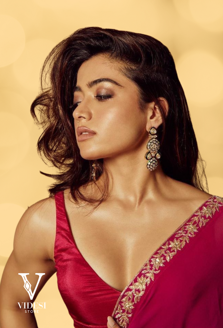 Ela Alluring Red Premium Japan Satin Silk with Thread Work Lace Borders Saree