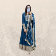 Eleanor Charming Faux Georgette Embroidered Sequined Gown with Dupatta