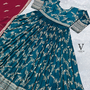 Ellie Elegant Digital Printed Faux Georgette Embroidered Gown with Dupatta