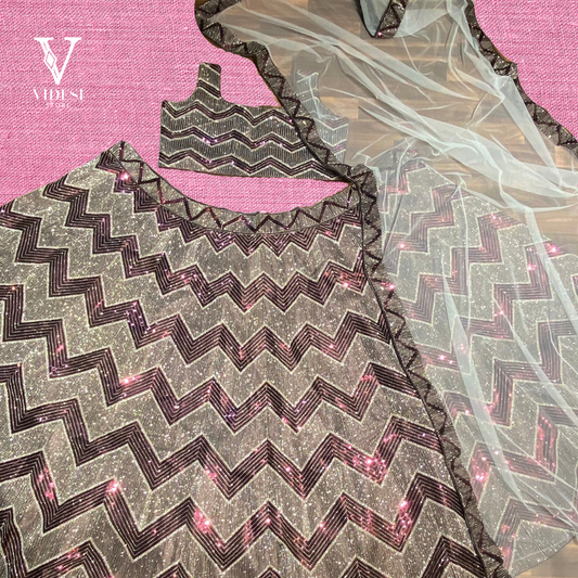 Ember Premium Satin Silk Shimmer Dori Lehenga With Net Dupatta