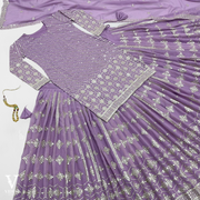 Emie Vibrant Lilac Embroidered  Sequined Faux Georgette with Tassels Lehenga