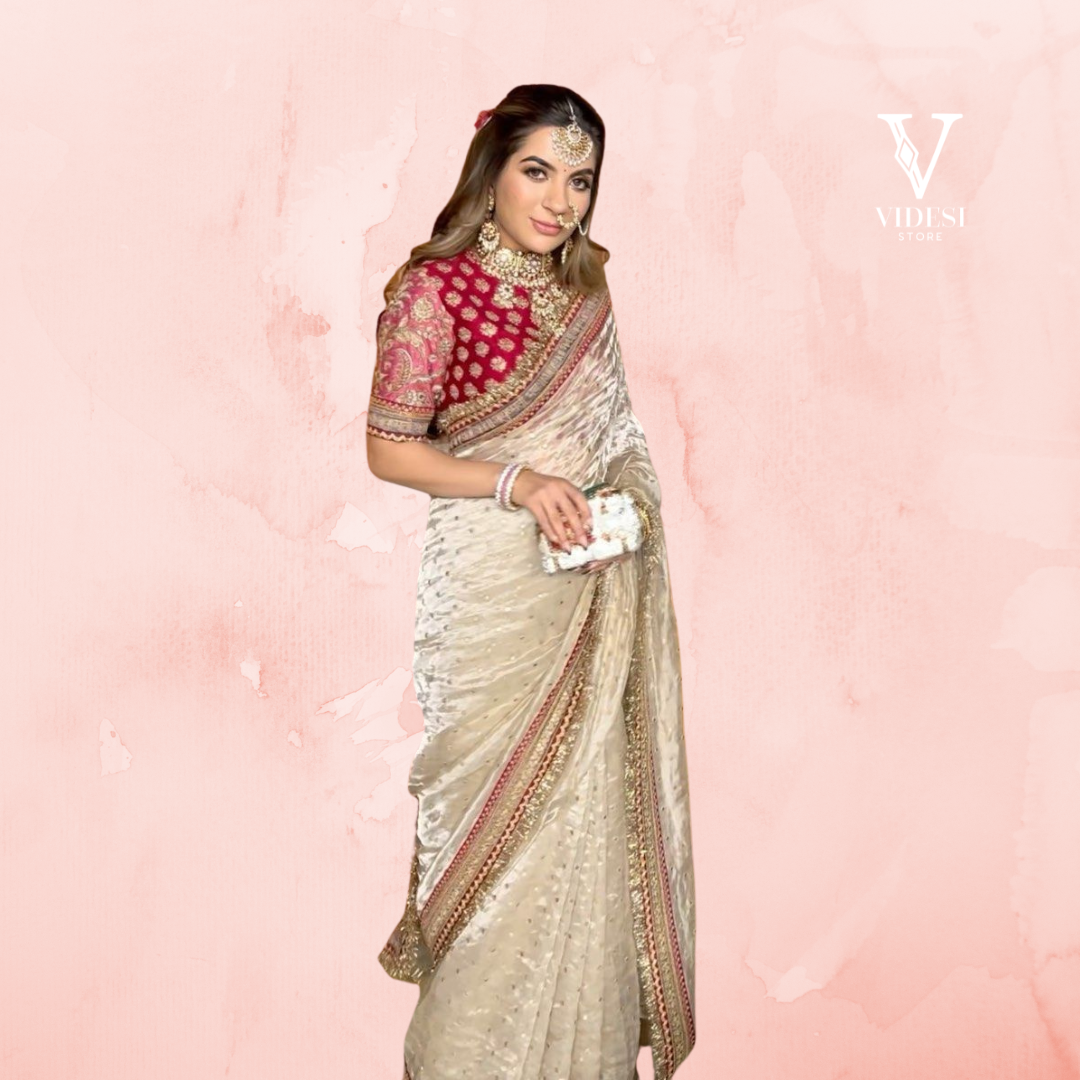 Emma Stylish Heavy Embroidered Organza Saree