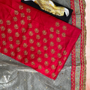 Emma Stylish Phantom Embroidered Blouse Organza Fabric Saree