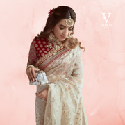 Emma Stylish Phantom Embroidered Blouse Organza Fabric Saree