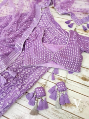 Farida Lively Violet Georgette Sequined Lace Border Lehenga