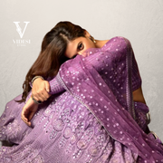 Farida Lively Violet Georgette Sequined Lace Border Lehenga