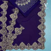 Genesis Stylish Blue Velvet Embroidered Cording Sequined Saree