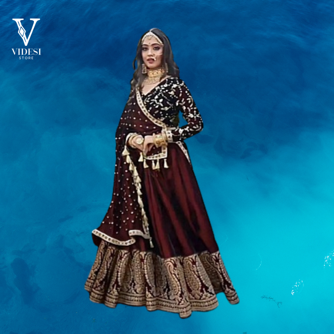Georgia Heavy Embroidered Parampara Silk Lehenga With Faux Georgette Dupatta