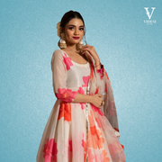 Ivanna Floral Printed Heavy Chanderi Top and Bottom with Organza Dupatta