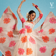 Ivanna Floral Printed Heavy Chanderi Top and Bottom with Organza Dupatta