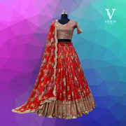 Janya Classic Digital Printed Embroidered Sequined Faux Georgette Lehenga