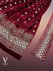 Jhansi Dramatic Red Velvet with Inner Soft Net Dupatta Gown