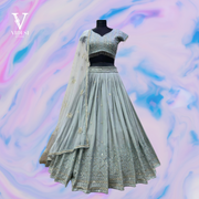 Kaira Modish Heavy Butterfly Net Dupatta with Latkan Lace Border Faux Georgette Lehenga
