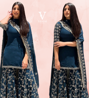 Kehlani Stunning Heavy Embroidered Faux Georgette with Palazzo and Dupatta