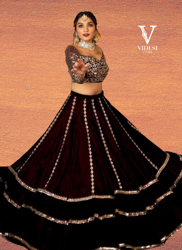 Kiyana Glamorous Embroidered Sequined Viscose Velvet Lehenga