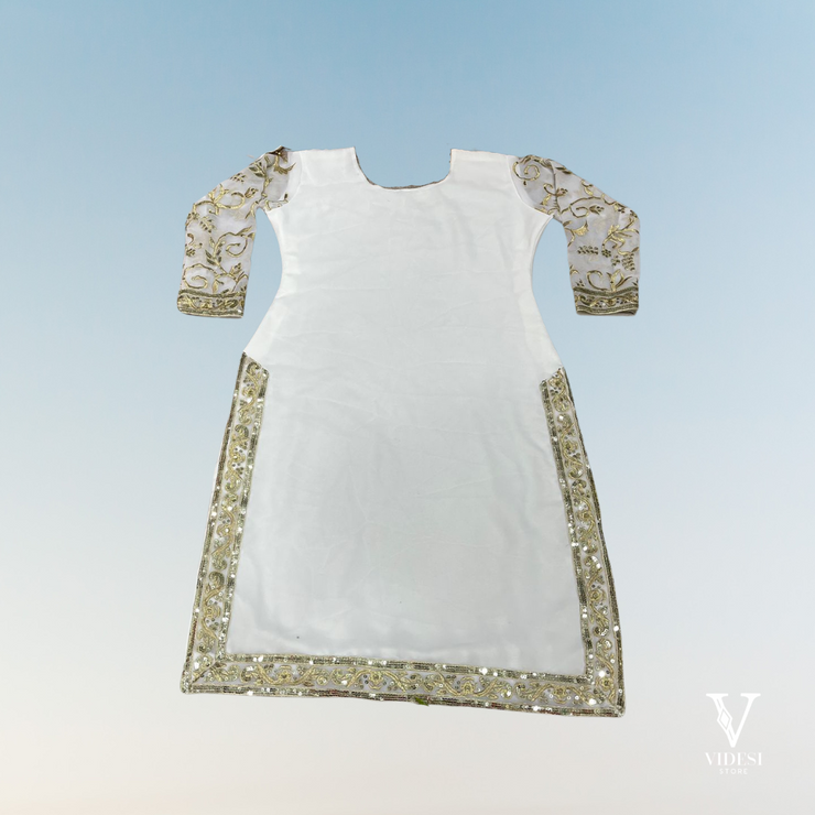 Layla Sheer Embroidered Sequined Faux Georgette with Fully Flair and Rivet Moti Work Dupatta