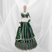 Liliana Emerald Green Embroidered Faux Georgette Lehenga with Soft Net Dupatta