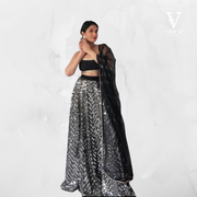 Lily Classic Black Faux Georgette Embroidered Sequined Lehenga