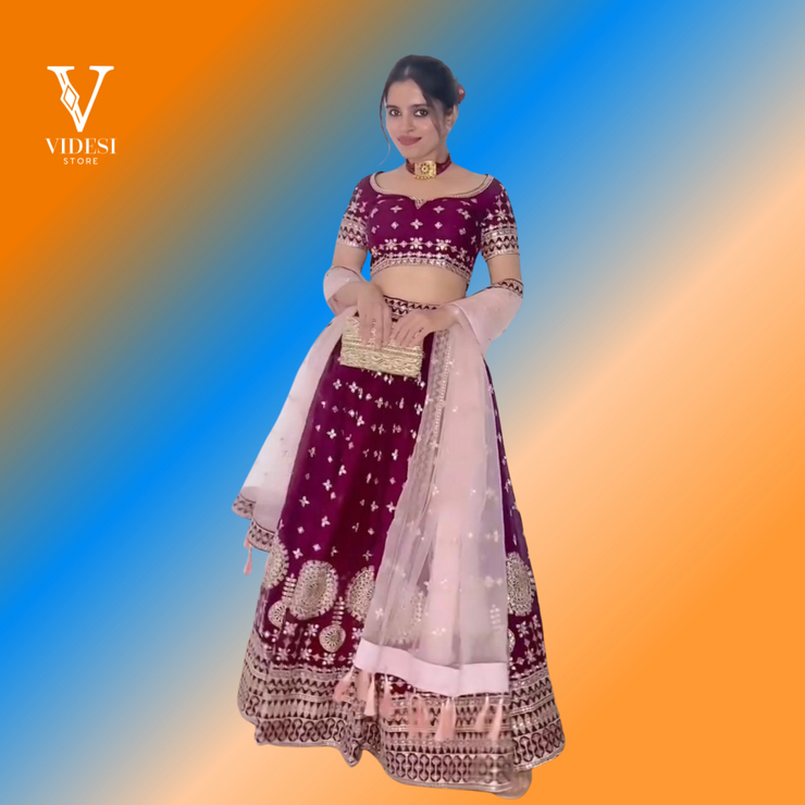 Nalika Modish Faux Georgette with Cancan Flair with Latkan Net Dupatta Lehenga