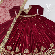 Olivia Splendid Full Sleeve Embroidered Vichitra Bluming with Heavy Faux Georgette Dupatta Gown