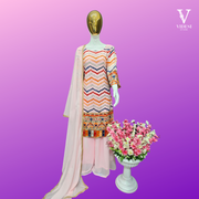 Penelope Modern Japan Satin Top and Georgette Silk Palazzo with Dupatta