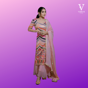 Penelope Modern Japan Satin Top and Georgette Silk Palazzo with Dupatta