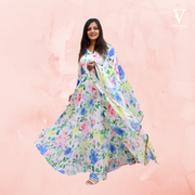 Phoebe Flowy Floral Printed Faux Georgette Gown with Dupatta