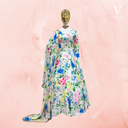 Phoebe Flowy Floral Printed Faux Georgette Gown with Dupatta