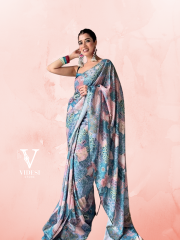 Priya Eye-Catching Devsena Silk With Vichitra Print Banglori Saree