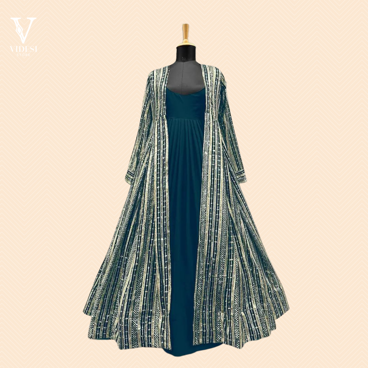 Ramona Modern Heavy Faux Georgette Gown with Jacket