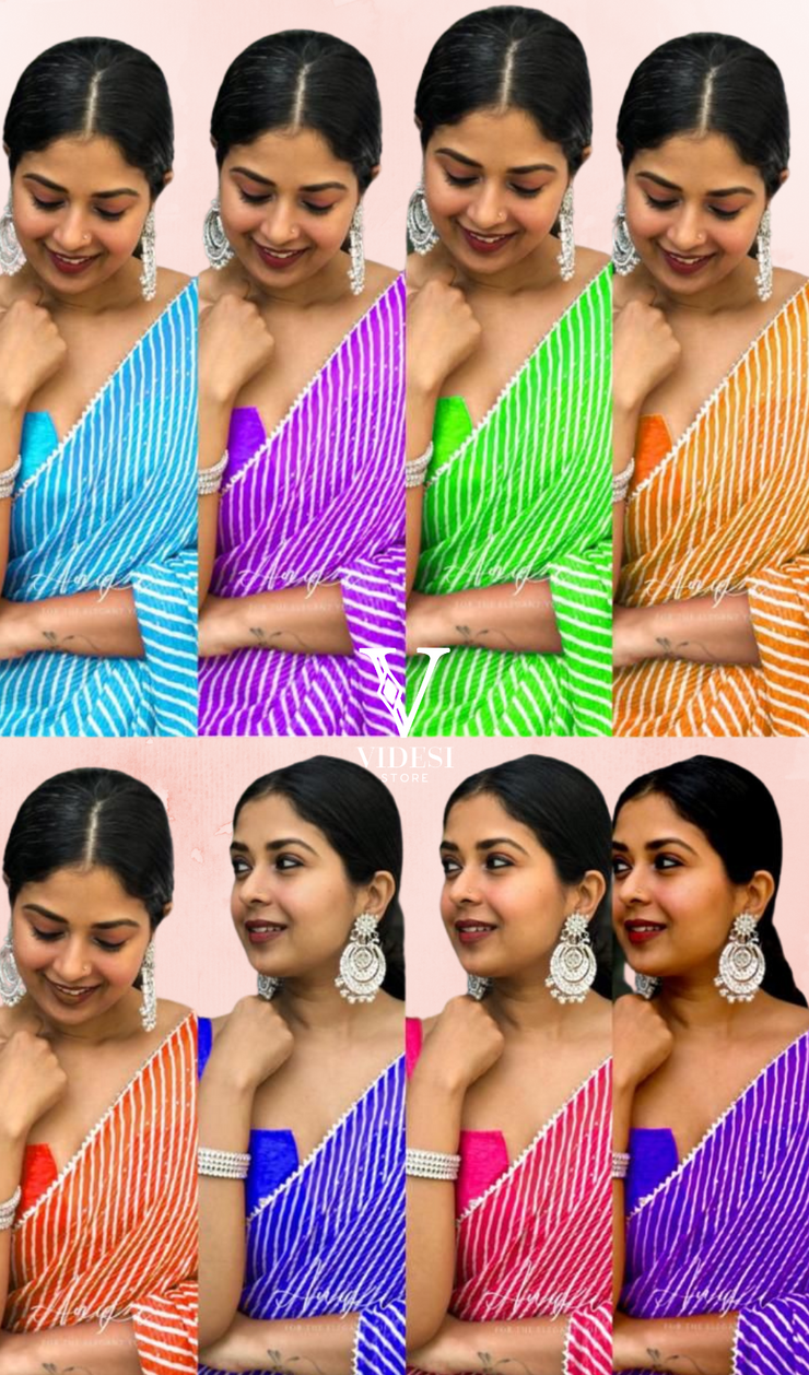 Rhian Striking Silk Satin with Digital Work Crochet Premium Georgette Saree