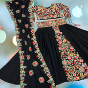 Rosie Charming Faux Georgette Embroidered Sabyasachi Lehenga