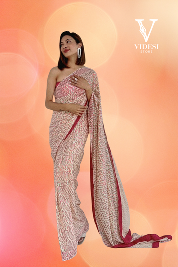 Uma Vibrant Faux Georgette Sequined Embroidered Mono Banglori Saree