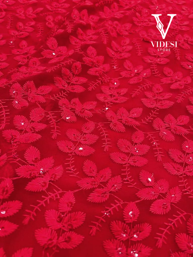 Sonia Karva Chauth Powerful Red Chikankari Embroidered Lehenga