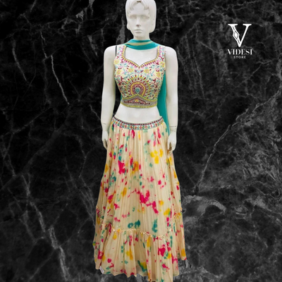 Veda Lively Digital Printed Heavy Faux Georgette with Mono Silk Choli Sequined Lace Lehenga