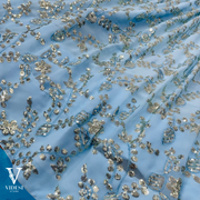 Veena Gloomy Blue Mono Silk with Heavy Embroidered Sequined Work Lehenga