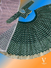Veena Glamorous Green Embroidered Sequined with Soft Net Dupatta Lehenga